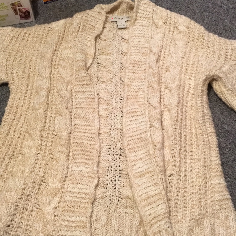 Tan  white cardigan